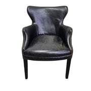 Classic English Library Studded Black Leather Armchair
