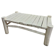Coastal White Washed Solid Wood Outdoor Lounge Set with Ochre Cushions