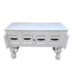 Artisan Carved Whitewashed Console Table