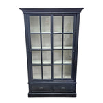 Ethan Allen Midnight Black Glass-Front Library Cabinet