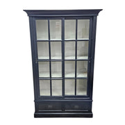 Ethan Allen Midnight Black Glass-Front Library Cabinet