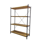 Rugged Industrial Iron Pipe Wood Bookshelf