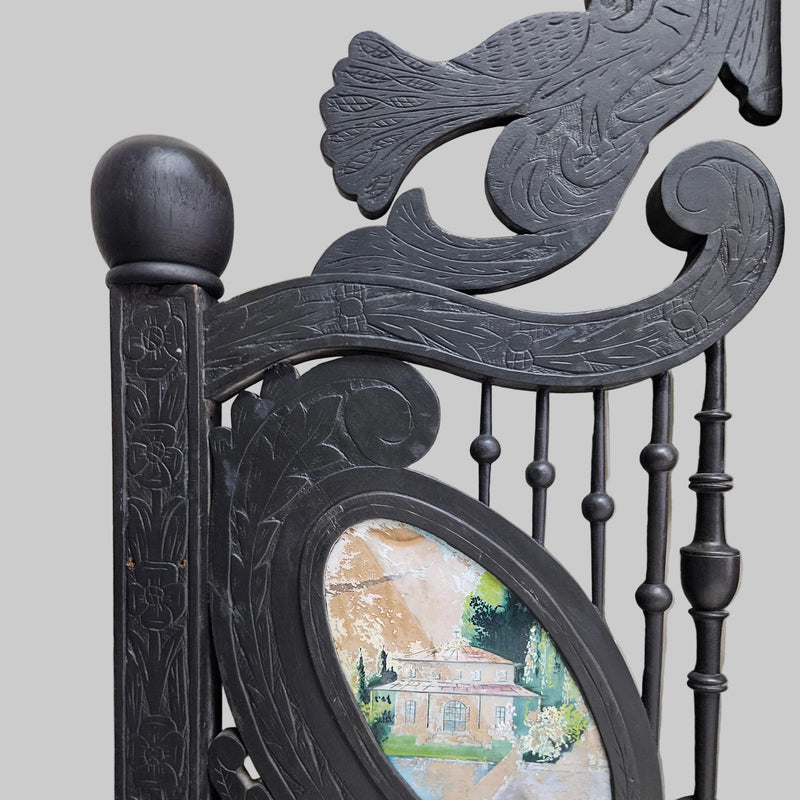 Heritage Sindhi Hand-Carved Solid Wood Four-Poster Antique Bed