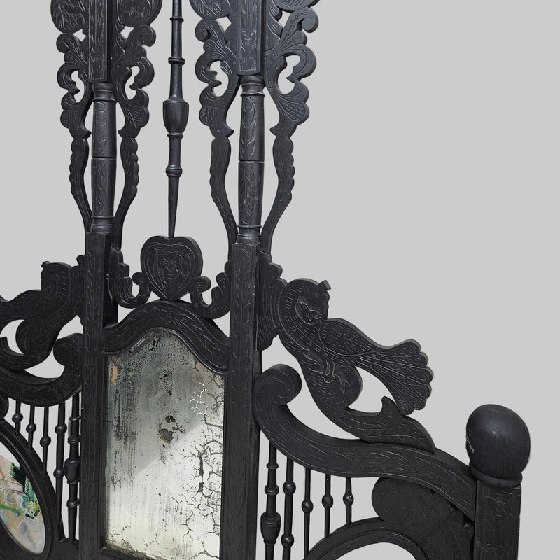 Heritage Sindhi Hand-Carved Solid Wood Four-Poster Antique Bed