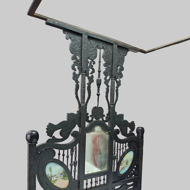 Heritage Sindhi Hand-Carved Solid Wood Four-Poster Antique Bed