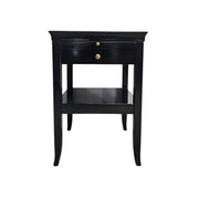 Classic Midnight Black Nightstand with Brass Accents