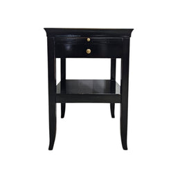 Classic Midnight Black Nightstand with Brass Accents