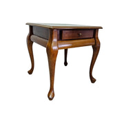 Classic Queen Anne Style Mahogany Tone Single Drawer Side Table