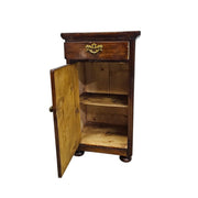Stately Antique Style Carved Wood Pedestal Side Table Cabinet
