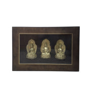 Trio of Gilded Buddha Figures in Shadow Box