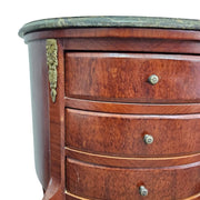 Grand Louis XVI Style Green Marble Top Demilune Commode