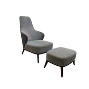 Single Seater Fabric Armchair with Ottoman