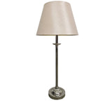 Polished Nickel Candlestick Table Lamp with Tapered Cream Fabric Shade