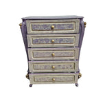 Provencal Style Lavender and Gold Carved Floral Chest of Drawers