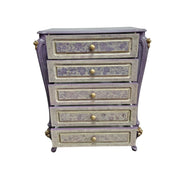 Provencal Style Lavender and Gold Carved Floral Chest of Drawers