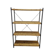 Rugged Industrial Iron Pipe Wood Bookshelf