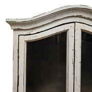 French Provincial Shabby Chic Distressed White Display Cabinet