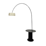 Natuzzi Retro Black Arc Metal Floor Lamp with Patterned Shade