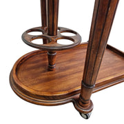 Victorian Style Turned Wood Rolling Beverage Bar Trolley