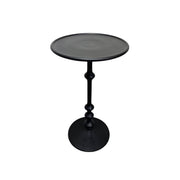 Sculptural Matte Black Metal Pedestal Side Table