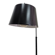 Minimalist Black Metal Arched Floor Lamp with Integrated Table and Marble Base