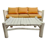 Coastal White Washed Solid Wood Outdoor Lounge Set with Ochre Cushions