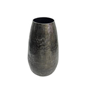 Contemporary Etched Crosshatch Metal Tapered Vessel Vase