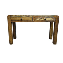 Lucky Furniture Rustic Reclaimed Wood Two-Drawer Console Table