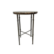 Neoclassical Style Faux Marble and Twisted Metal Round Side Table