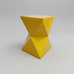 Bold Mustard Yellow Hourglass Faceted Geometric Side Table