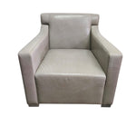 Contemporary Minimalist Grey Leather Armchair