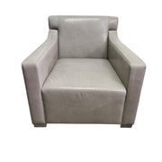 Contemporary Minimalist Grey Leather Armchair