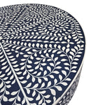Exquisite Blue and White Bone Inlay Round Coffee Table