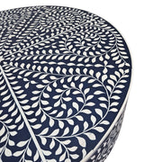 Exquisite Blue and White Bone Inlay Round Coffee Table