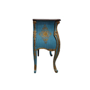 Hand Painted Aquamarine Blue and Gold French Style Bombe Chest