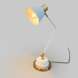 BUBBLESQUARE Mid-Century Modern Style White and Brass Adjustable Table Lamp