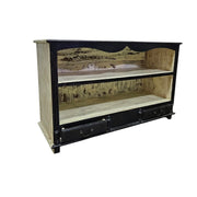 Lucky Furniture Industrial Black Distressed Wooden TV Media Unit