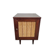 Bohemian Woven Rattan Wood Bedside Table