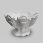 Contemporary Scalloped White Ceramic Footed Centerpiece Bowl
