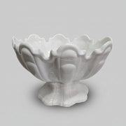 Contemporary Scalloped White Ceramic Footed Centerpiece Bowl