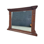 Stately Tramp Art Style Carved Wood Overmantel Mirror