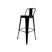 Industrial Style Black Metal Bar Stool with Backrest