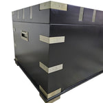Upcycled Matte Black Campaign Storage Trunk Coffee Table