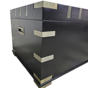 Upcycled Matte Black Campaign Storage Trunk Coffee Table