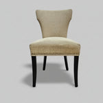 Sophisticated Beige Fabric Studded Backrest Wooden Dining Accent Chair