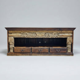 Rajasthani Ornate Hand Carved Solid Wood Credenza Sideboard