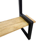 Industrial Style Wood and Black Metal Coat Rack Stand