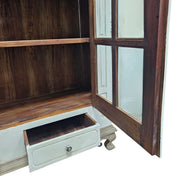 Rustic French Provincial White Display Cabinet