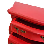 Vibrant Red French Provincial 3-Drawer Nightstand