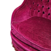 Napoleon III Style Tufted Plum Velvet Toad Armchair